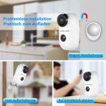 Full HD Akku WLAN Überwachungskamera 100% Kabellos mit PIR Bewegungsmelder, Push Alarme, 2-Wege-Audio, IR Nachtsicht, IP65 Wasserdicht + Gratis 32GB SD-Karte – Bild 2