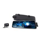 Streaming Dashcam 1080P Dual Dashcam Vorne Hinten mit GPS-Tracking, Nachtsicht, Parküberwachung, 9.35 Zoll Full-Touchscreen Rückspiegel mit Rückfahrkamera