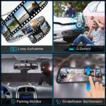 Streaming Dashcam 1080P Dual Dashcam Vorne Hinten mit GPS-Tracking, Nachtsicht, Parküberwachung, 9.35 Zoll Full-Touchscreen Rückspiegel mit Rückfahrkamera – Bild 6