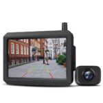 Kabellos Digital Rückfahrkamera Set mit 5’’LCD-Monitor, eingebautem Funksender, Einparkhilfe, Wasserdicht, Nachtsicht für SUV,Van,KfZ,Anhänger W7