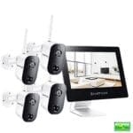 Full-HD-Video-Überwachungssystem mit 4X 2.0 Megapixel Akkubetriebene Kameras sowie 9″-Monitor