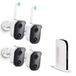 4X 2.0 Megapixel WLAN Überwachungsset Solarbetrieben Wiederaufladbar, 1080P Überwachungskamera, 2-Wege-Audio,Innen/Aussen, Fernzugriff PIR Bewegungserkennung Nachtsicht,128G SD-Karte