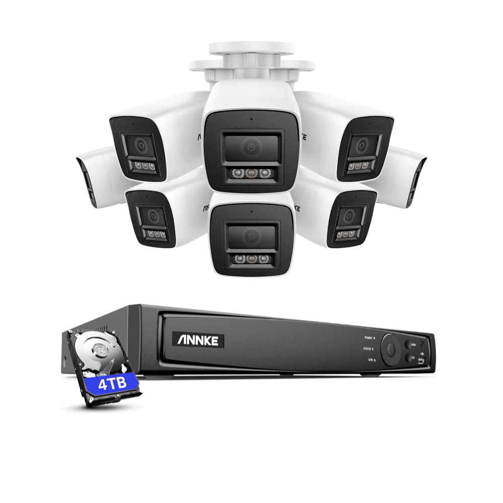 Annke 8er Set Bullet 4K Überwachungskamera Bullet 8er Set, + 16 Kanal PoE NVR + 4TB Festplatte – Bild 1