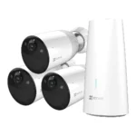 EZVIZ BC1 2K+B3 Akku Überwachungskamera, 365 Tage Akkuleistung, 100% kabellos, mit Farbnachtsicht, PIR Bewegungsmelder, 2-Wege-Audio, IP66 wetterfest, (3 Kamera+1Base)