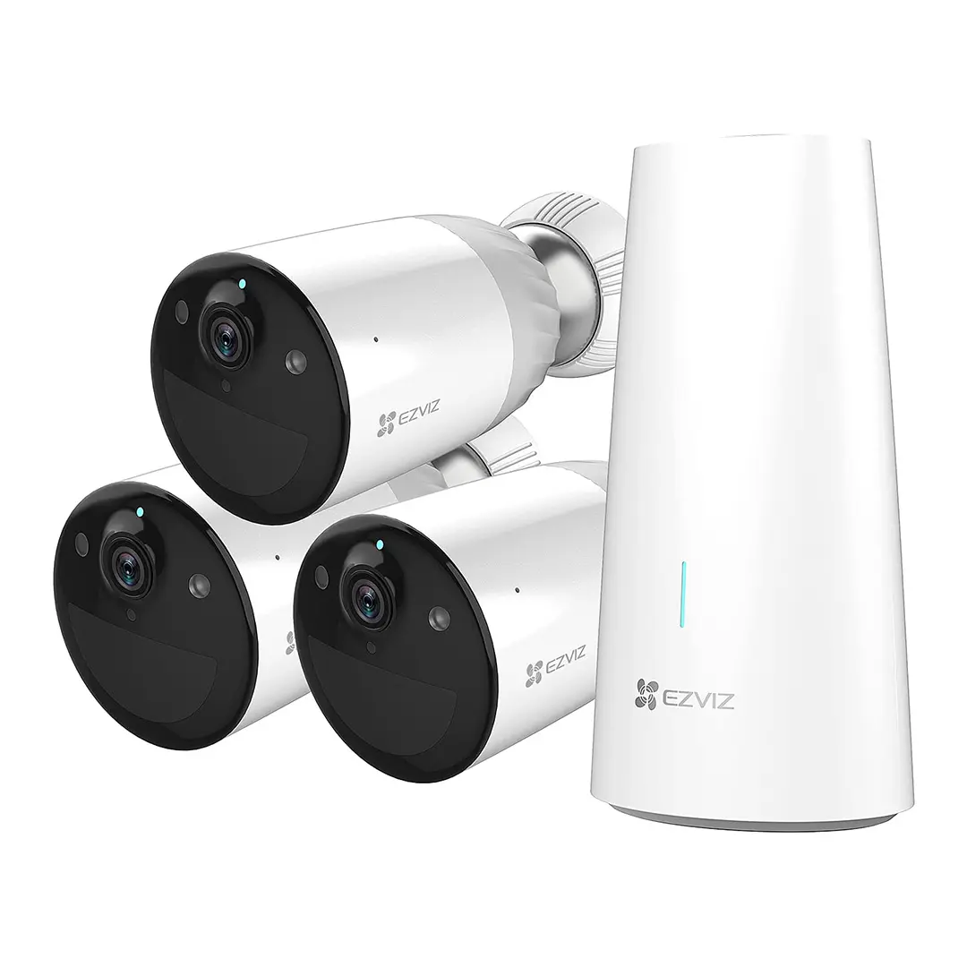 ezviz-bc1-2k-b3 EZVIZ BC1 2K+B3 Akku Überwachungskamera, 365 Tage Akkuleistung, 100% kabellos, mit Farbnachtsicht, PIR Bewegungsmelder, 2-Wege-Audio, IP66 wetterfest, (3 Kamera+1Base) – Bild 1