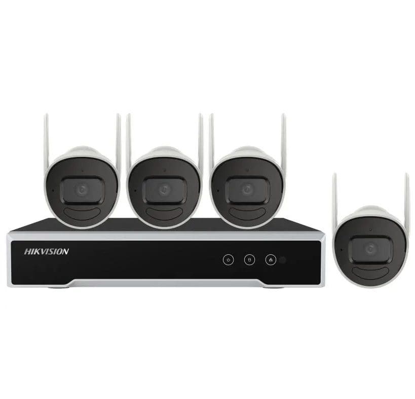 Hikvision NK44W0H-1T(WD)(D) Bullet-Kameraset Hikvision Wi-Fi-Überwachungsset 4 MP – 4 Bullet-Kameras + 8-Kanal-WLAN-NVR (1 TB HDD) | kabellose Videoübertragung & Hik-Connect (NK844W0H-1T(E)) – Bild 1