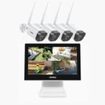 Überwachungskamera Set 4X 5Megapixel funk Kamera + 10.1 Zoll Monitor, 1TB Festplatte für Innen/Aussen  Fernzugriff auf Handy Browser und PC