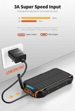 Smart Solar Powerbank 26800mAh wasserdichte Solar Ladegerät USB C Externer Akku mit 2 Eingang und 3 Ausgang, – Bild 4