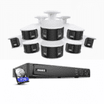 Dual-Lens 180° Panorama Überwachungskamera Set, –  8er Set, + 8 Kanal PoE NVR + 4TB Festplatte