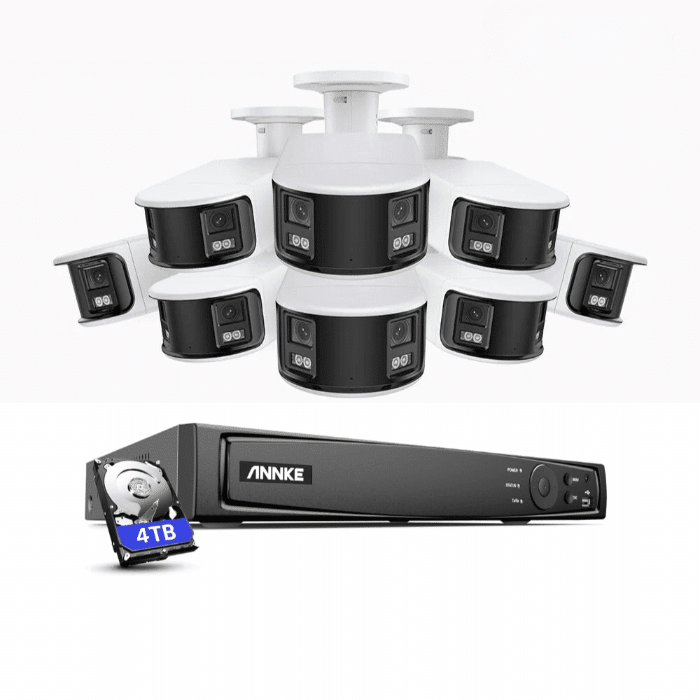 panorama 180 8er set Dual-Lens 180° Panorama Überwachungskamera Set, – 8er Set, + 8 Kanal PoE NVR + 4TB Festplatte – Bild 1