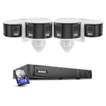 Dual-Lens 180° Panorama Überwachungskamera Set, –  4er Set, + 8 Kanal PoE NVR + 2TB Festplatte