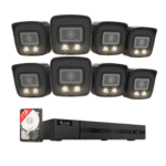 HiLook 4K Bullet-Kamera 8er Komplett Set, Hybrid Light Nachtsicht Farbe & IR | KI Person-/Fahrzeugerkennung, 8CH NVR , 2TB HDD +Aktive Abschreckung