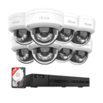 HiLook 4K Dome-Kamera 8er Komplett Set, Hybrid Light Nachtsicht Farbe & IR | KI Person-/Fahrzeugerkennung, 8CH NVR , 2TB HDD