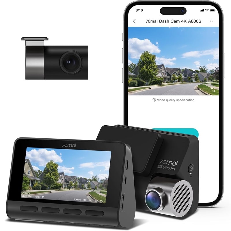 81b9zuzmwGL._AC_SL1500_ 70mai A800S 4K Dashcam | GPS, 5 GHz WLAN, Sony IMX415 – Bild 1