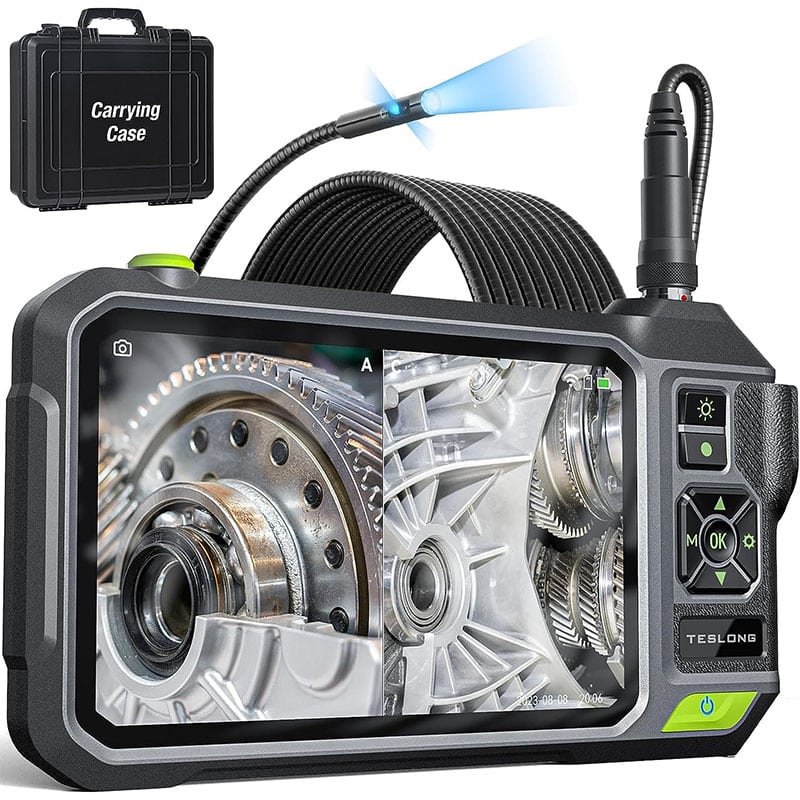 Teslong 3-Linsen Endoskopkamera mit 7" IPS-Display, 1080P, 6000mAh Akku, wasserdicht (5m)