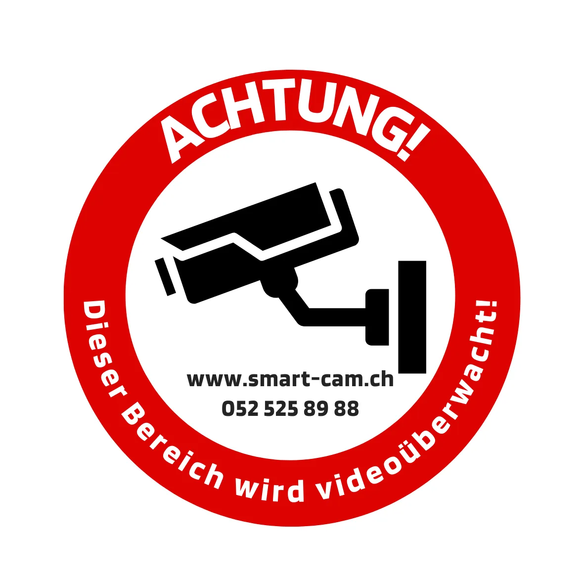 Warnaufkleber Smart-Cam Warn Aufkleber, Videoüberwachung, deutsch, 3 Sticker – Bild 1