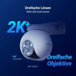 EZVIZ 2K⁺ Dreifachobjektiv Überwachungskamera Aussen/Innen, PTZ WLAN Kamera mit 30m Farbnachtsicht, KI Personen-/Fahrzeugerkennung, Auto-Tracking und aktive Verteidigung, – Bild 6
