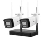 Hikvision Wi-Fi-6-Überwachungsset 4 MP – 2 Funk-Bullet-Kameras + 4-Kanal-NVS-Rekorder (128-GB-Karte gratis) | Plug & Play ohne Videokabel (NKS424W0H)