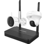 Hikvision Wi-Fi-6-Überwachungsset 5 MP – 1 PT-Schwenkkamera + 1 Bullet-Kamera + 4-Kanal-WLAN-NVR (microSD bis 2×512 GB) | Kabellos mit Smart Tracking & Personenverfolgung (NKS4245WBTH)