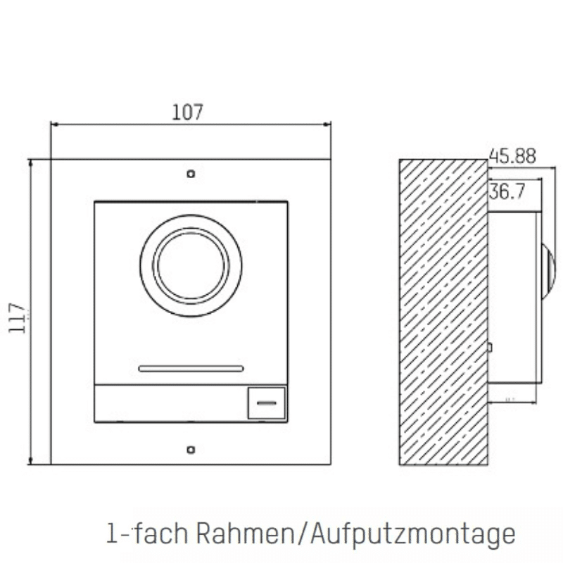 Massskizze DS-KD-ACW1/S – Aufputzmontage