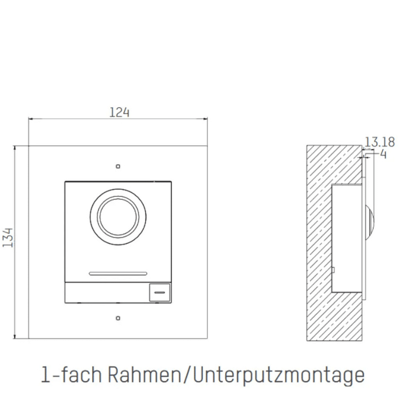Massskizze DS-KD-ACF1/S – Unterputzmontage