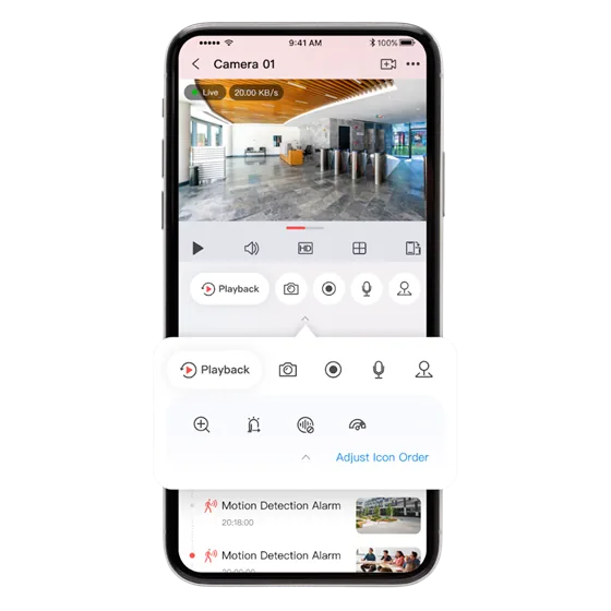 Live-Ansicht in der Hik-Connect-App auf dem Smartphone