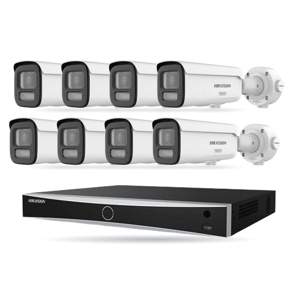 kit-w-premium-bullet-8-v6 Hikvision PREMIUM Bullet-Kamera Komplettset – 8 Kameras + 1 NVR – Bild 1
