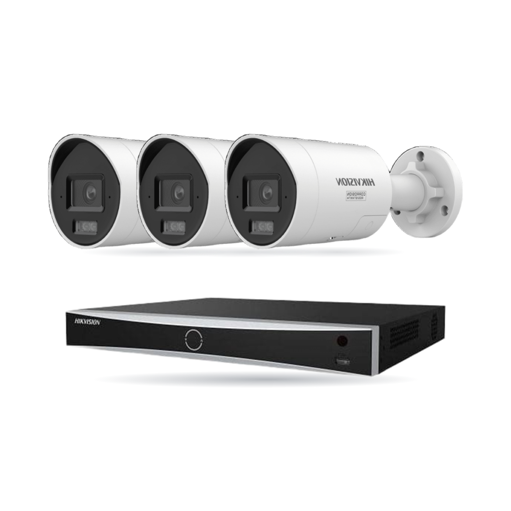 Hikvision PRO Bullet-Kamera Komplettset – 3 Kameras + 1 NVR