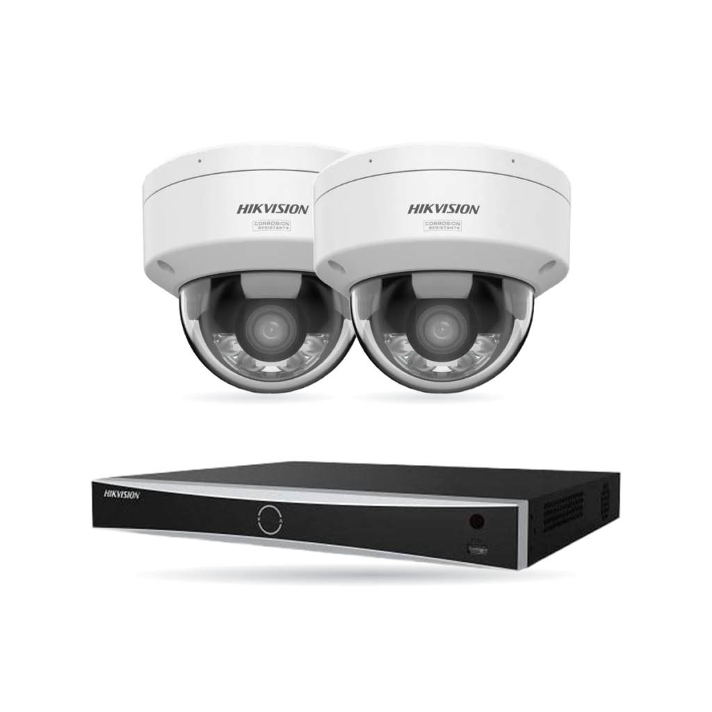 Hikvision PRO Dome-Kamera Komplettset – 2 Kameras + 1 NVR