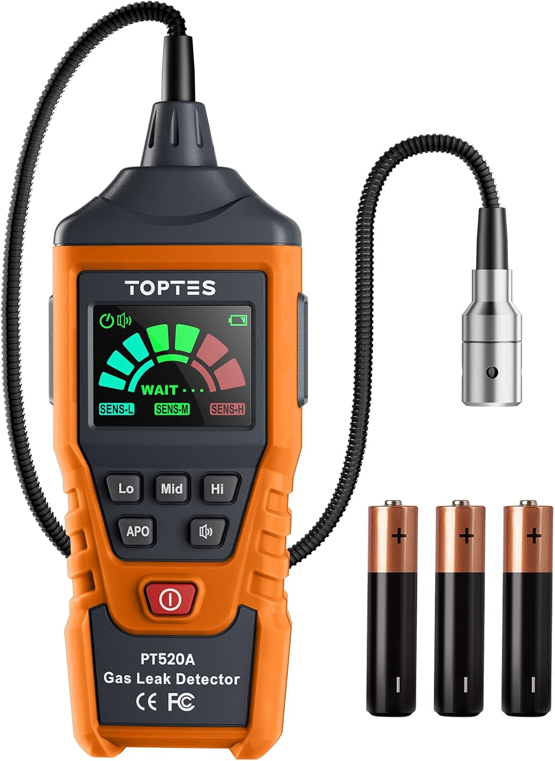 TopTes PT520A Gasspürgerät mit 43,5-cm-Schwanenhals für Zuhause und Wohnmobil