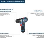 Bosch Professional GSR 12V-15 Akku-Bohrschrauber, 30 Nm, 2 Akkus – Ansicht 2