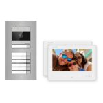 Hikvision 2-Draht-Bus Video-Türsprechanlage 2-Familienhaus – Komplett-Set Edelstahl, Unterputz – Türstation und Innenstation
