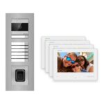 Hikvision 2-Draht-Bus Video-Türsprechanlage 4-Familienhaus – Komplett-Set mit Fingerprint, Unterputz – Türstation und Innenstation