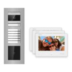 Hikvision 2-Draht-Bus Video-Türsprechanlage 3-Familienhaus – Komplett-Set mit Kartenleser, Unterputz – Türstation und Innenstation