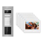 Hikvision 2-Draht-Bus Video-Türsprechanlage 6-Familienhaus – Komplett-Set mit Kartenleser, Unterputz – Türstation und Innenstation