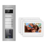 Hikvision 2-Draht-Bus Video-Türsprechanlage 3-Familienhaus – Komplett-Set mit Touch-Display, Unterputz – Türstation und Innenstation