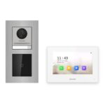 Hikvision 2-Draht-IP Video-Türsprechanlage Einfamilienhaus – Komplett-Set mit Kartenleser, Monitor weiss, Unterputz – Türstation und Innenstation