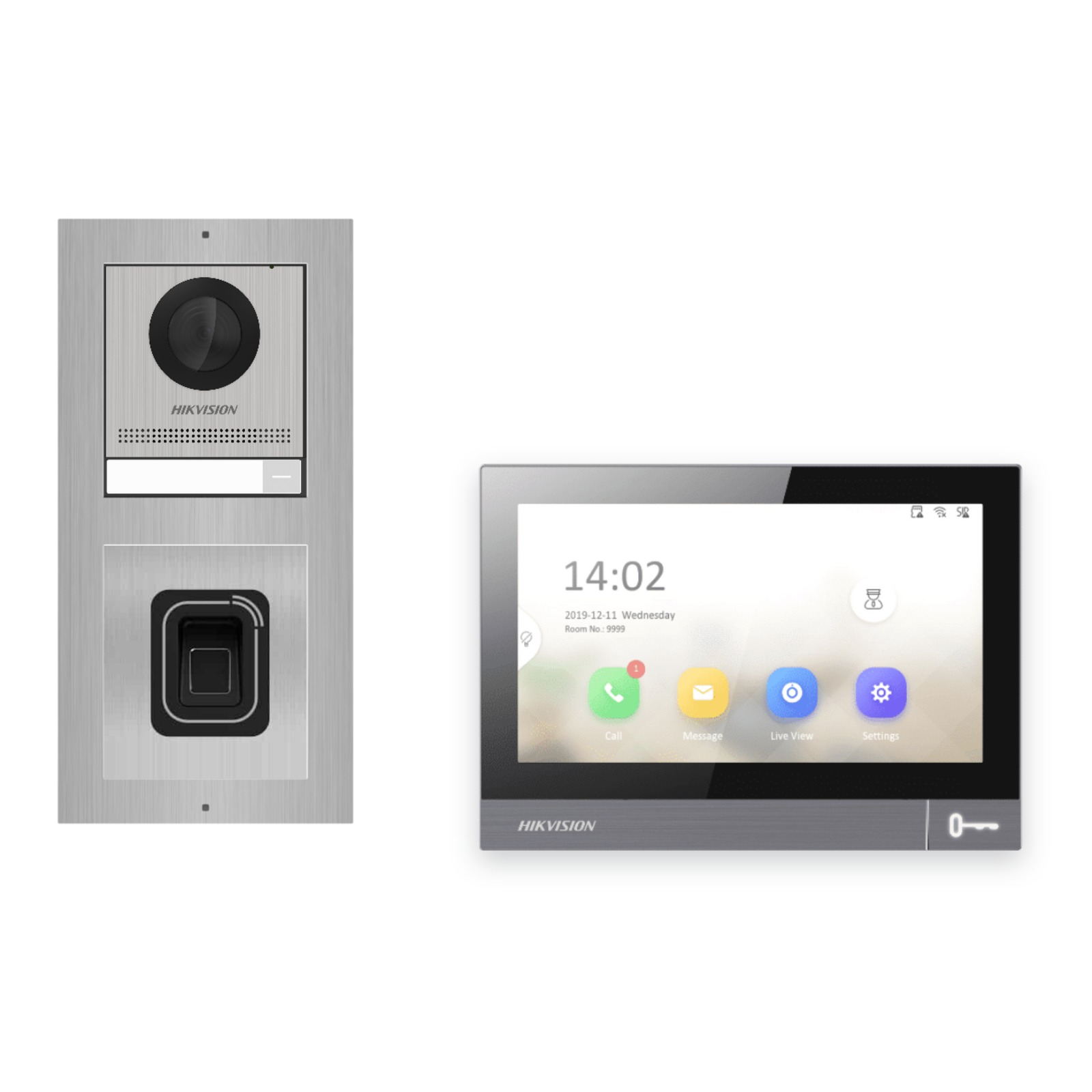 IP-PoE Video-Türsprechanlage Set · 2-Modul Aufputz Edelstahl · Fingerprint · 1× Monitor IP-PoE Video-Türsprechanlage Set · 2-Modul Aufputz Edelstahl · Fingerprint · 1× Monitor – Türstation, Innenstation und Smartphone-App