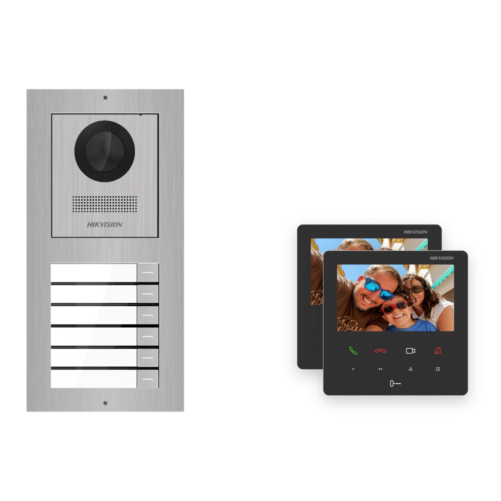 Hikvision PoE Video-Türsprechanlage 2-Familienhaus – Komplett-Set Edelstahl, DS-KH6110-WE1, Aufputz Hikvision PoE Video-Türsprechanlage 2-Familienhaus – Komplett-Set Edelstahl, DS-KH6110-WE1, Aufputz – Türstation und Innenstation