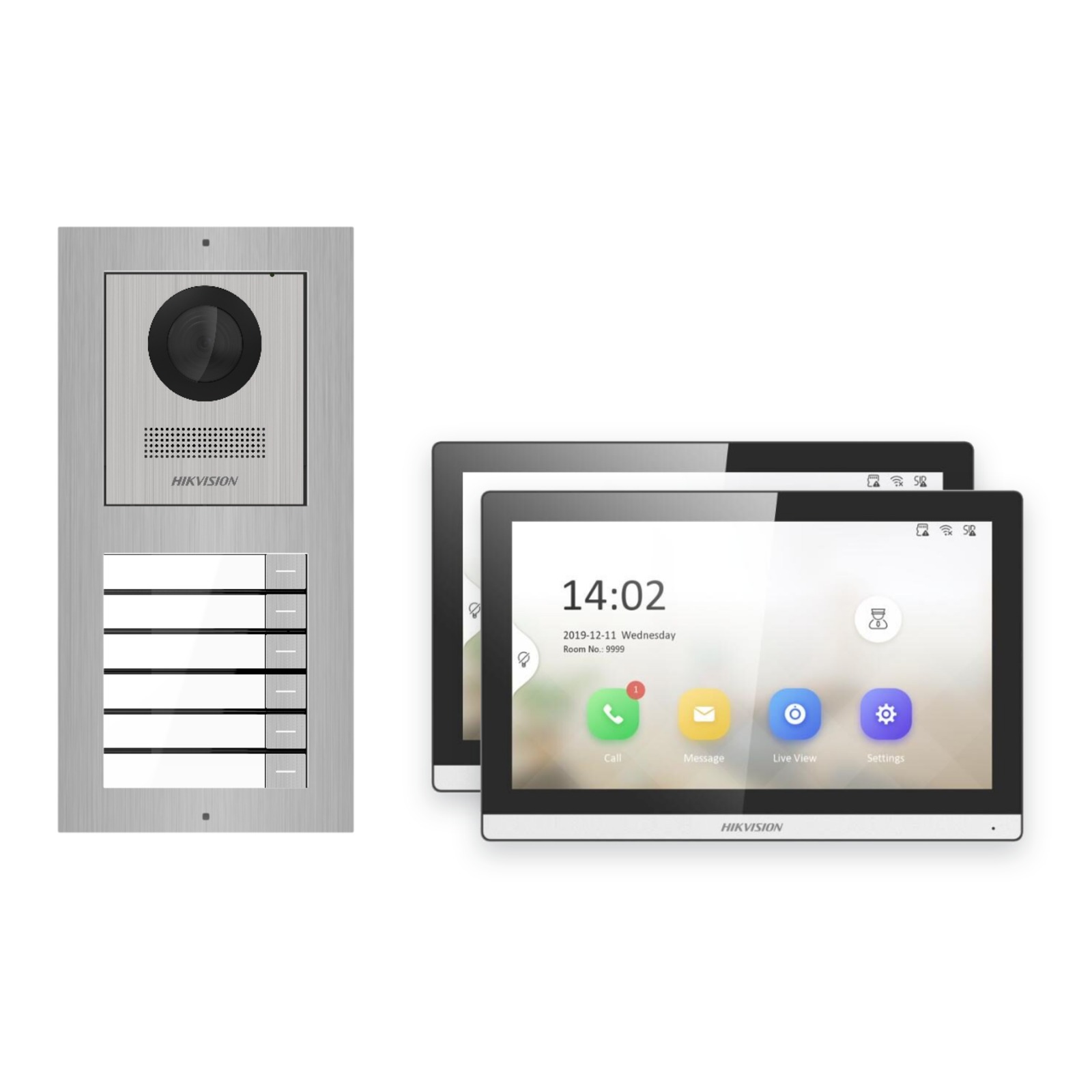Hikvision PoE Video-Türsprechanlage 2-Familienhaus – Komplett-Set Edelstahl, DS-KH6350-WTE1, Aufputz Hikvision PoE Video-Türsprechanlage 2-Familienhaus – Komplett-Set Edelstahl, DS-KH6350-WTE1, Aufputz – Türstation und Innenstation