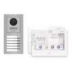 Hikvision PoE Video-Türsprechanlage 2-Familienhaus – Komplett-Set Edelstahl, DS-KH9310-WTE1(B), Aufputz – Türstation und Innenstation
