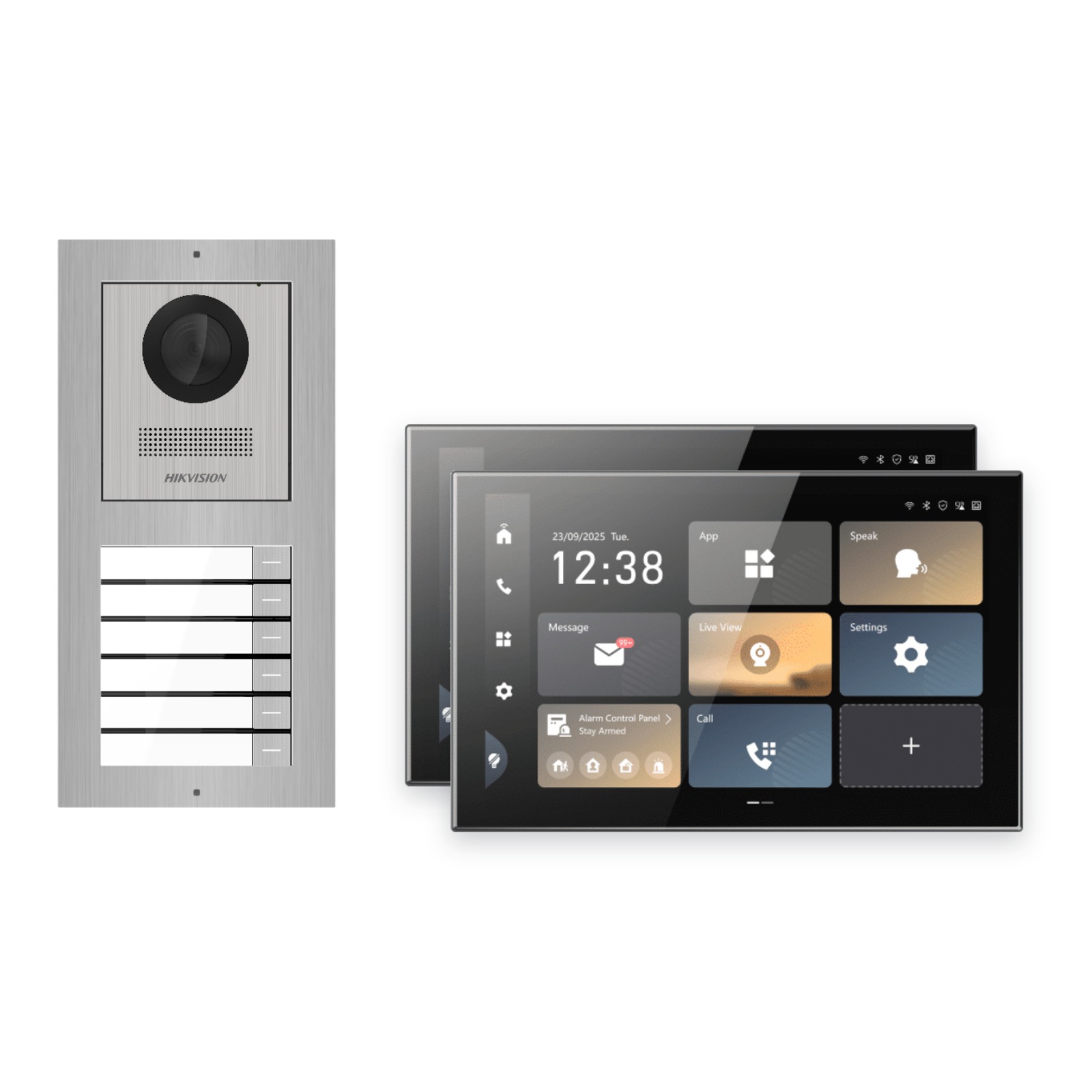 Hikvision PoE Video-Türsprechanlage 2-Familienhaus – Komplett-Set Edelstahl, DS-KH9570-WTE1/S, Aufputz Hikvision PoE Video-Türsprechanlage 2-Familienhaus – Komplett-Set Edelstahl, DS-KH9570-WTE1/S, Aufputz – Türstation und Innenstation