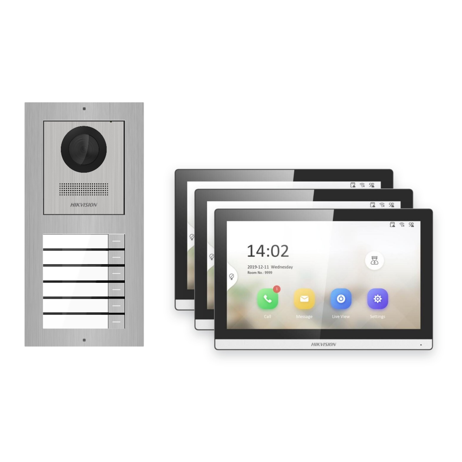 Hikvision PoE Video-Türsprechanlage 3-Familienhaus – Komplett-Set Edelstahl, DS-KH6350-WTE1, Aufputz Hikvision PoE Video-Türsprechanlage 3-Familienhaus – Komplett-Set Edelstahl, DS-KH6350-WTE1, Aufputz – Türstation und Innenstation