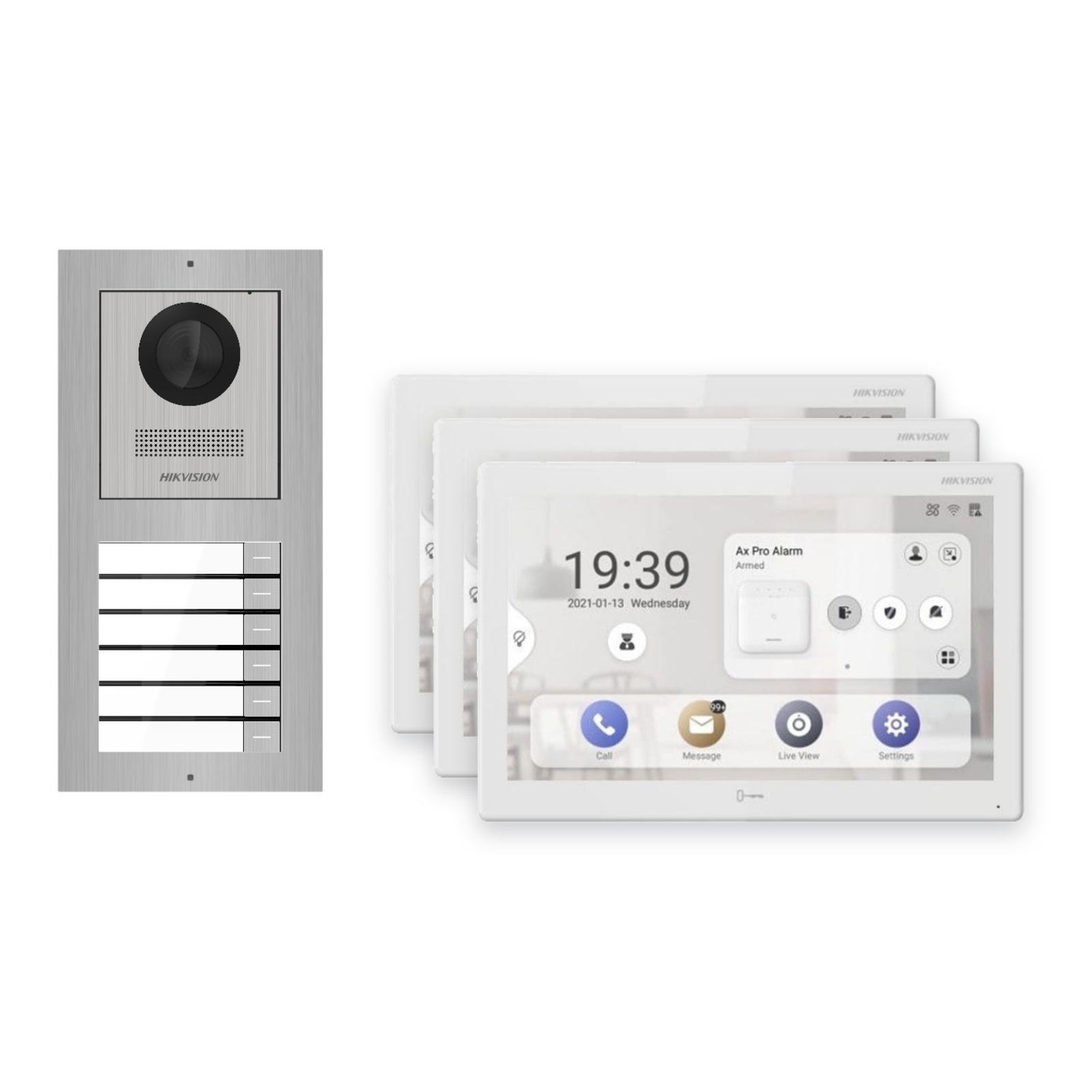 Hikvision PoE Video-Türsprechanlage 3-Familienhaus – Komplett-Set Edelstahl, DS-KH9510-WTE1(B), Aufputz Hikvision PoE Video-Türsprechanlage 3-Familienhaus – Komplett-Set Edelstahl, DS-KH9510-WTE1(B), Aufputz – Türstation und Innenstation