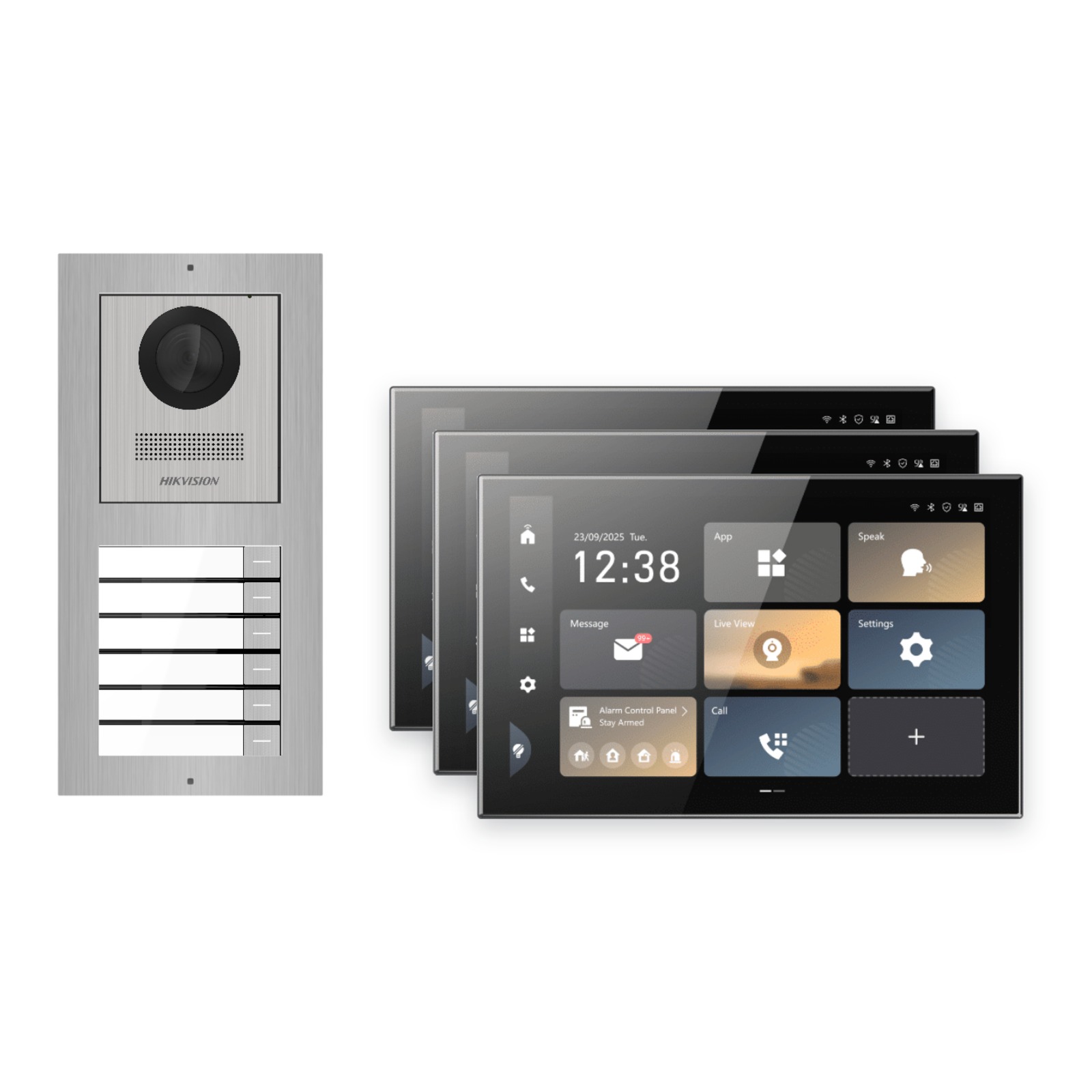 Hikvision PoE Video-Türsprechanlage 3-Familienhaus – Komplett-Set Edelstahl, DS-KH9570-WTE1/S, Aufputz Hikvision PoE Video-Türsprechanlage 3-Familienhaus – Komplett-Set Edelstahl, DS-KH9570-WTE1/S, Aufputz – Türstation und Innenstation