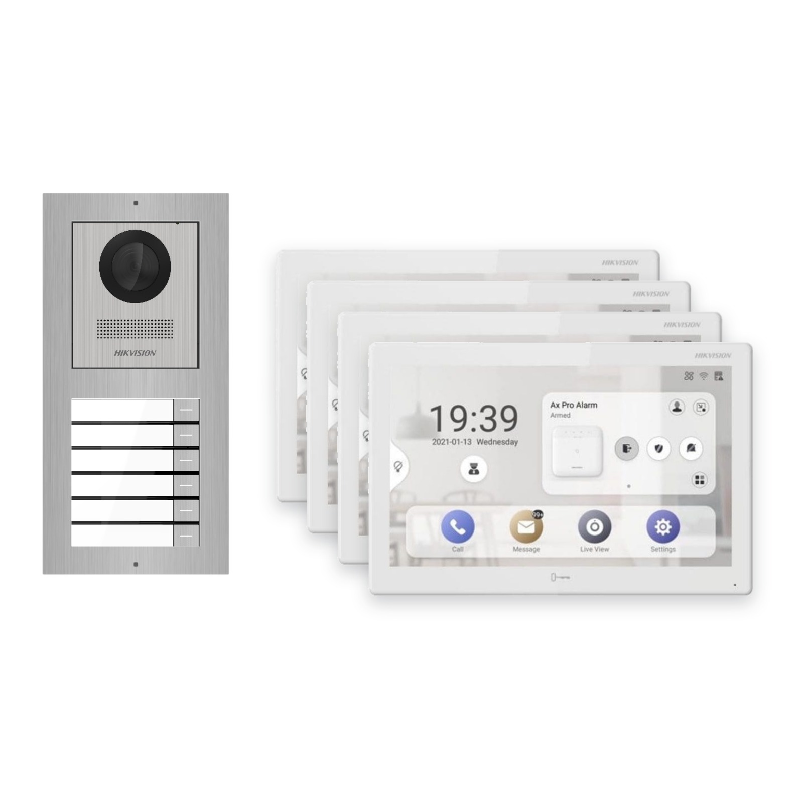 Hikvision PoE Video-Türsprechanlage 4-Familienhaus – Komplett-Set Edelstahl, DS-KH9510-WTE1(B), Aufputz Hikvision PoE Video-Türsprechanlage 4-Familienhaus – Komplett-Set Edelstahl, DS-KH9510-WTE1(B), Aufputz – Türstation und Innenstation