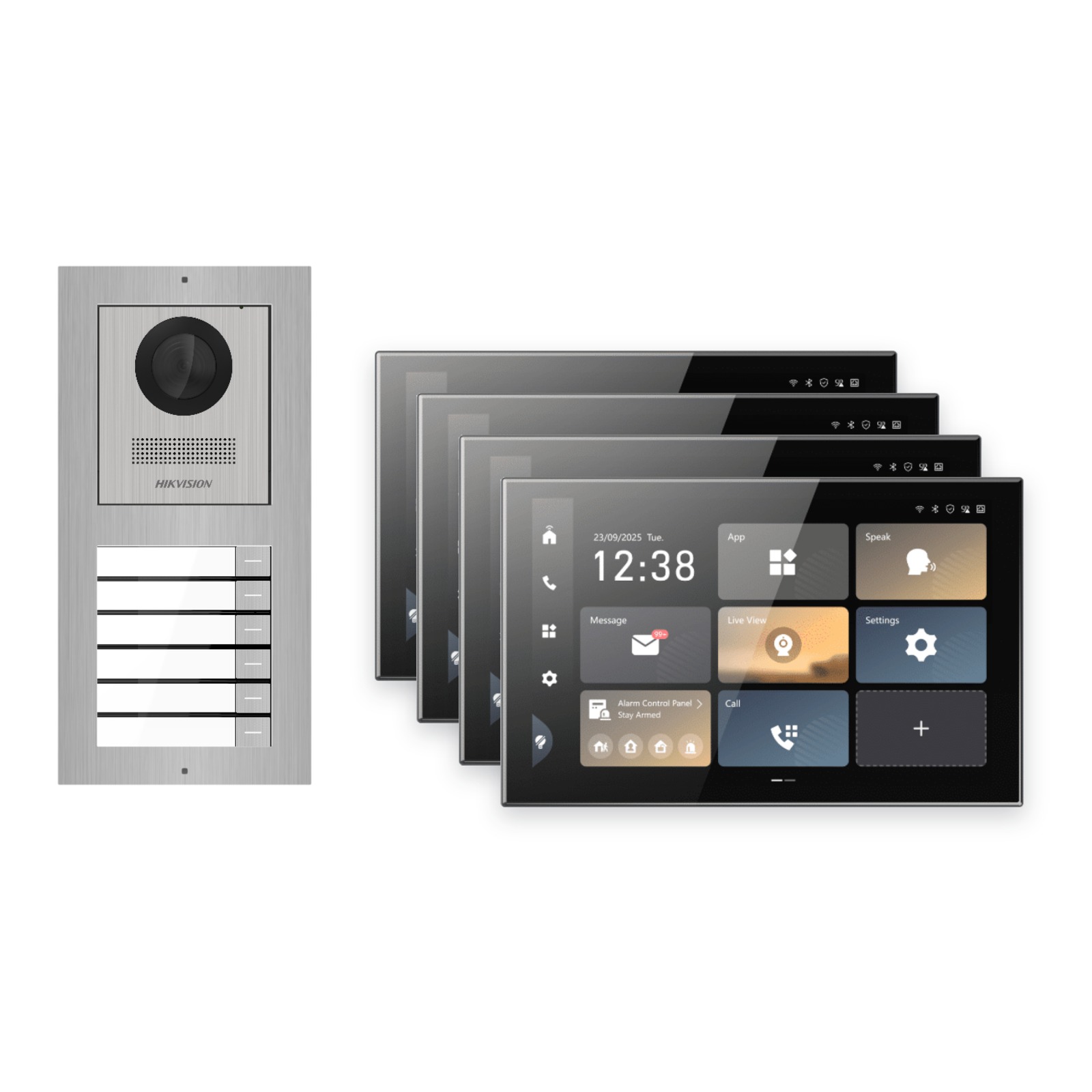 Hikvision PoE Video-Türsprechanlage 4-Familienhaus – Komplett-Set Edelstahl, DS-KH9570-WTE1/S, Aufputz Hikvision PoE Video-Türsprechanlage 4-Familienhaus – Komplett-Set Edelstahl, DS-KH9570-WTE1/S, Aufputz – Türstation und Innenstation