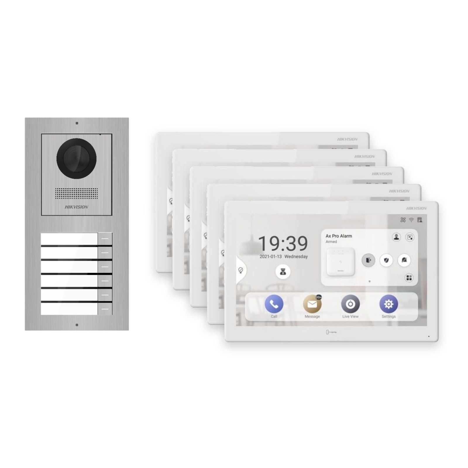 Hikvision PoE Video-Türsprechanlage 5-Familienhaus – Komplett-Set Edelstahl, DS-KH9510-WTE1(B), Aufputz Hikvision PoE Video-Türsprechanlage 5-Familienhaus – Komplett-Set Edelstahl, DS-KH9510-WTE1(B), Aufputz – Türstation und Innenstation