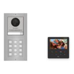 Hikvision PoE Video-Türsprechanlage Einfamilienhaus – Komplett-Set mit Zahlencode, DS-KH6110-WE1, Aufputz – Türstation und Innenstation
