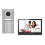Hikvision PoE Video-Türsprechanlage Einfamilienhaus – Komplett-Set mit Zahlencode, DS-KH8520-WTE1, Aufputz – Türstation und Innenstation